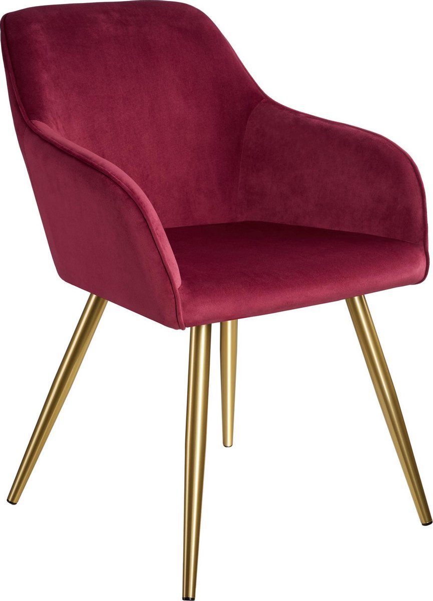 Tectake - 8x Stoel Marilyn Fluweellook Goud Bordeaux/goud Sku: 404001 - Rood