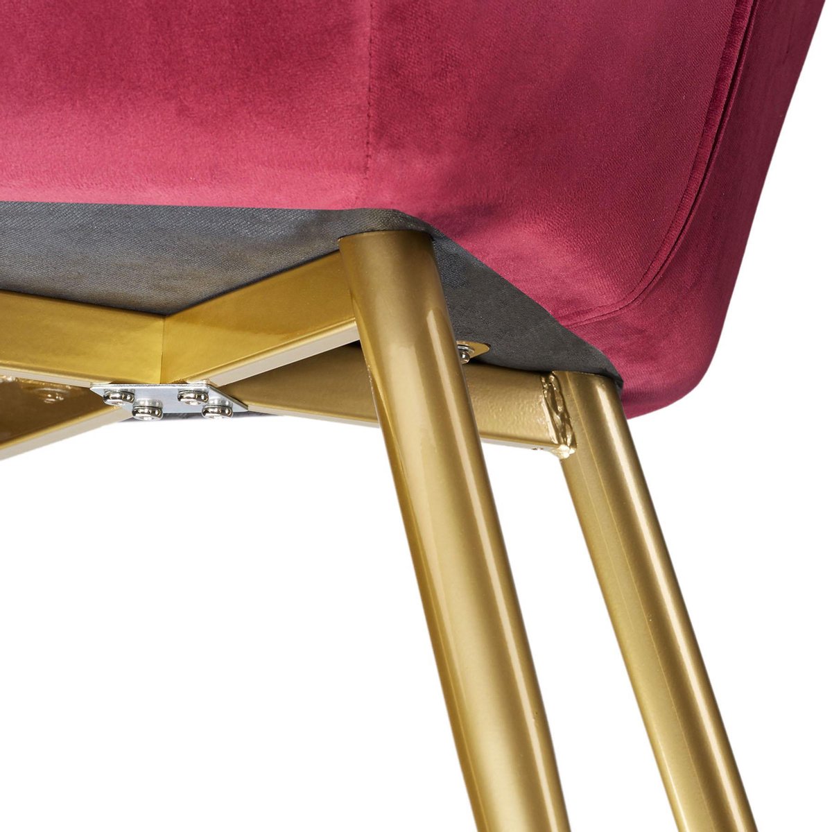 Tectake - 8x Stoel Marilyn Fluweellook Goud Bordeaux/goud Sku: 404001 - Rood