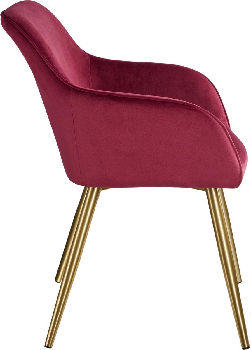 Tectake - 8x Stoel Marilyn Fluweellook Goud Bordeaux/goud Sku: 404001 - Rood