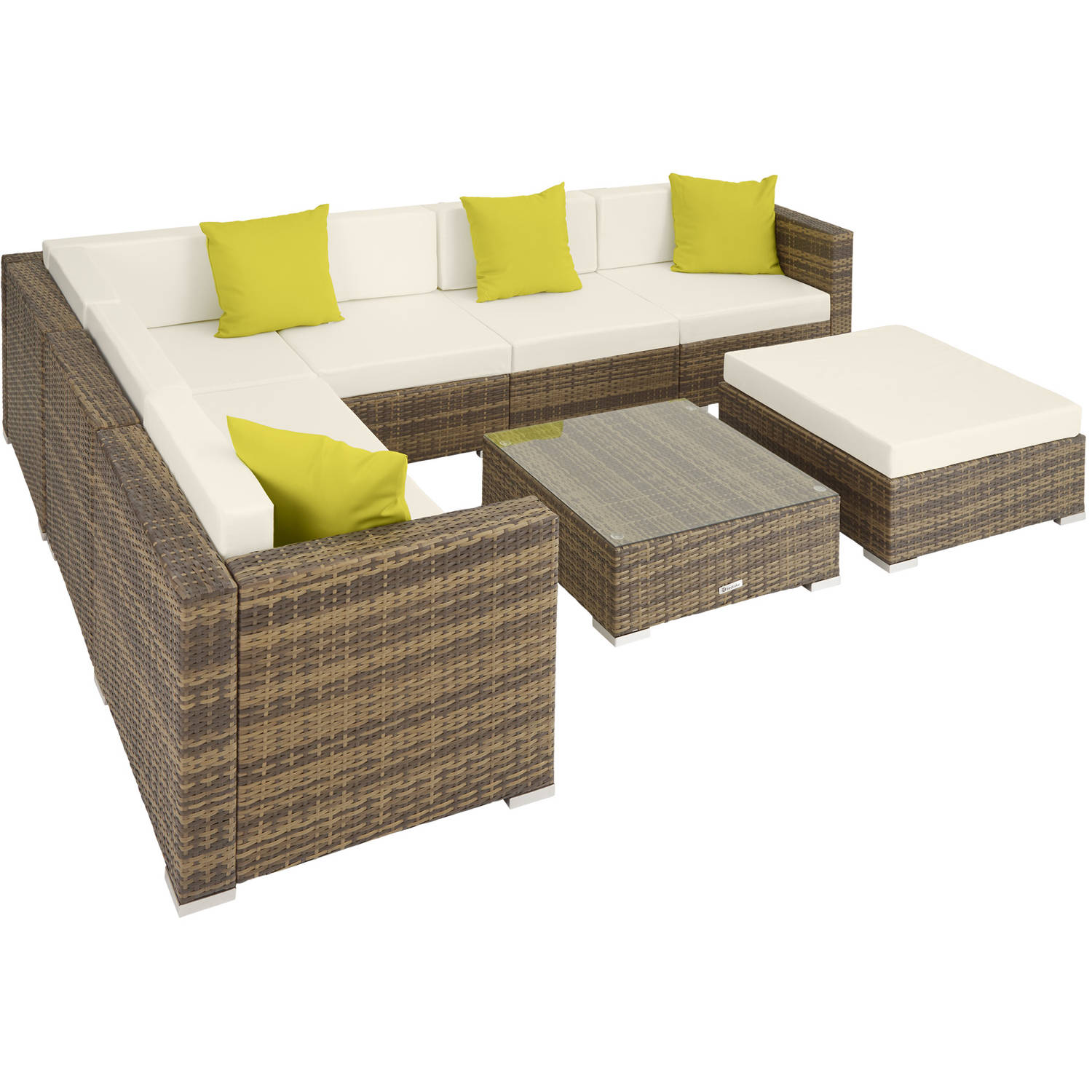 Tectake - Loungeset Marbella - Wicker Tuinset - Natuur - 403755 - Grijs