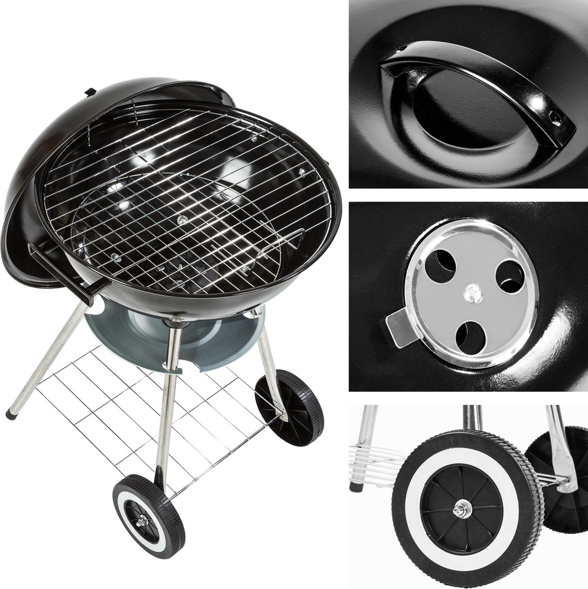 Tectake Kogelbarbecue Barbeque Bbq Ø 41,5 Cm Verzinkt Staal 401665 - Zwart