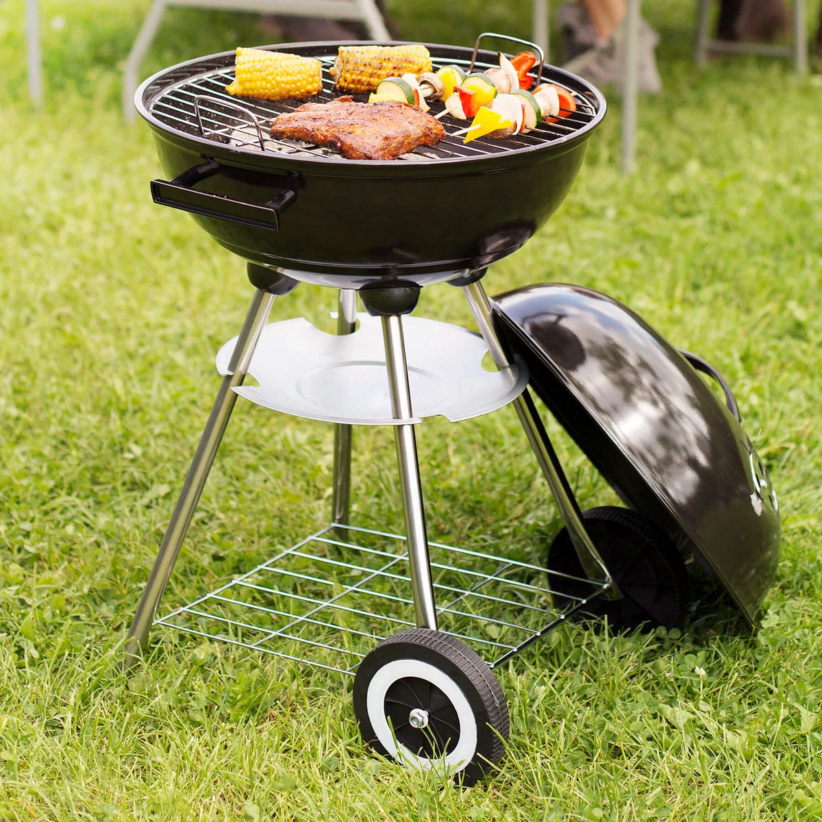 Tectake Kogelbarbecue Barbeque Bbq Ø 41,5 Cm Verzinkt Staal 401665 - Zwart