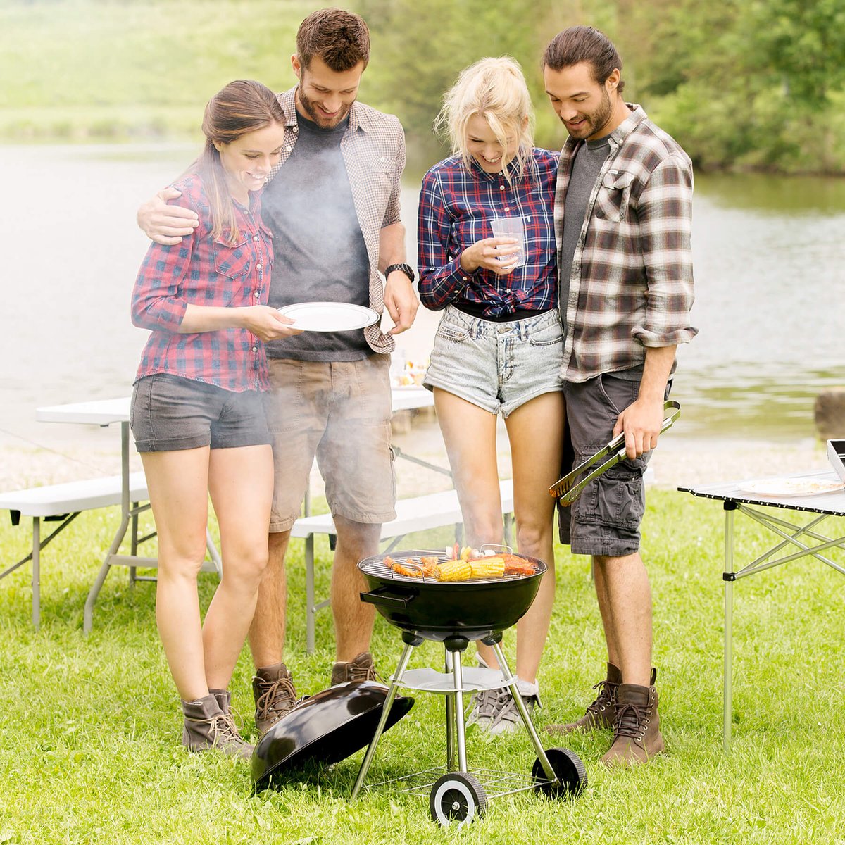 Tectake Kogelbarbecue Barbeque Bbq Ø 41,5 Cm Verzinkt Staal 401665 - Zwart