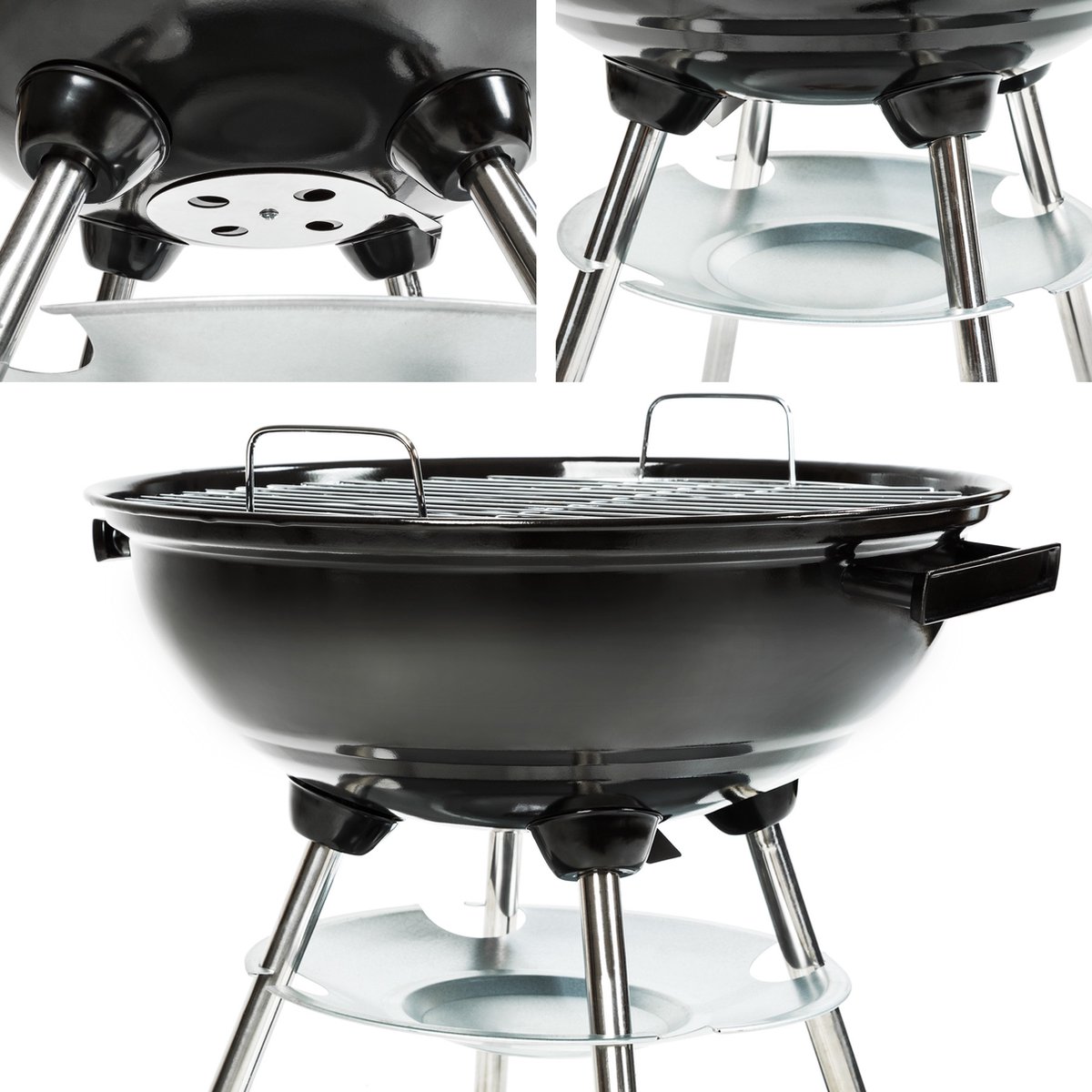 Tectake Kogelbarbecue Barbeque Bbq Ø 41,5 Cm Verzinkt Staal 401665 - Zwart