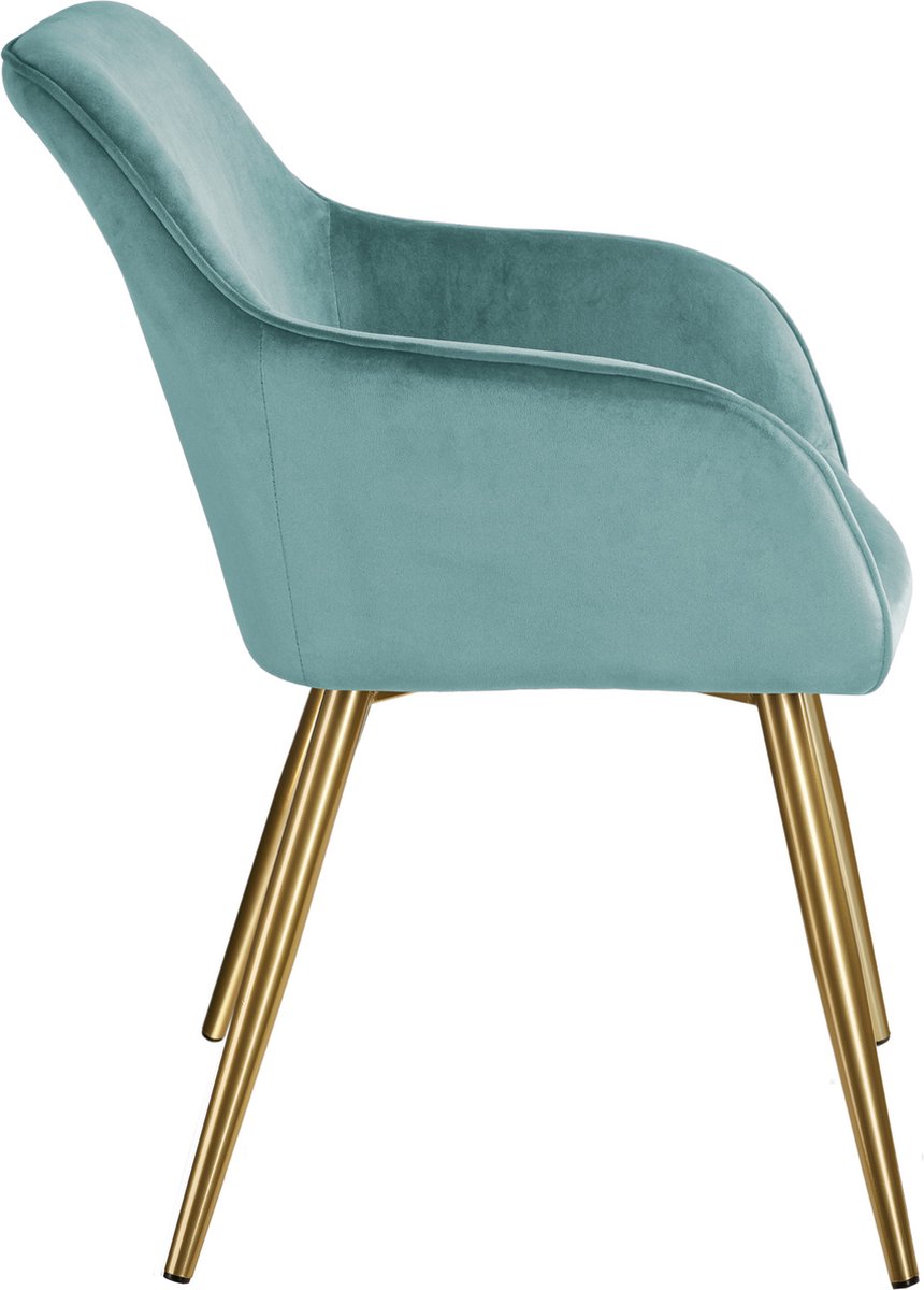 Tectake - 2x Stoel Marilyn Fluweellook Goud Torkoois /Goud Sku: 404018 - Blauw