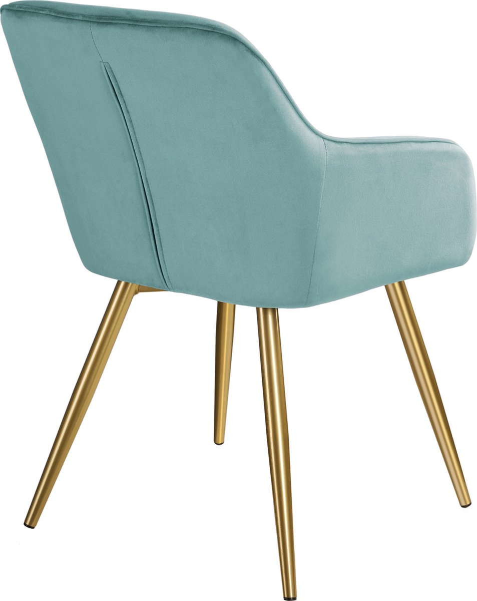 Tectake - 2x Stoel Marilyn Fluweellook Goud Torkoois /Goud Sku: 404018 - Blauw