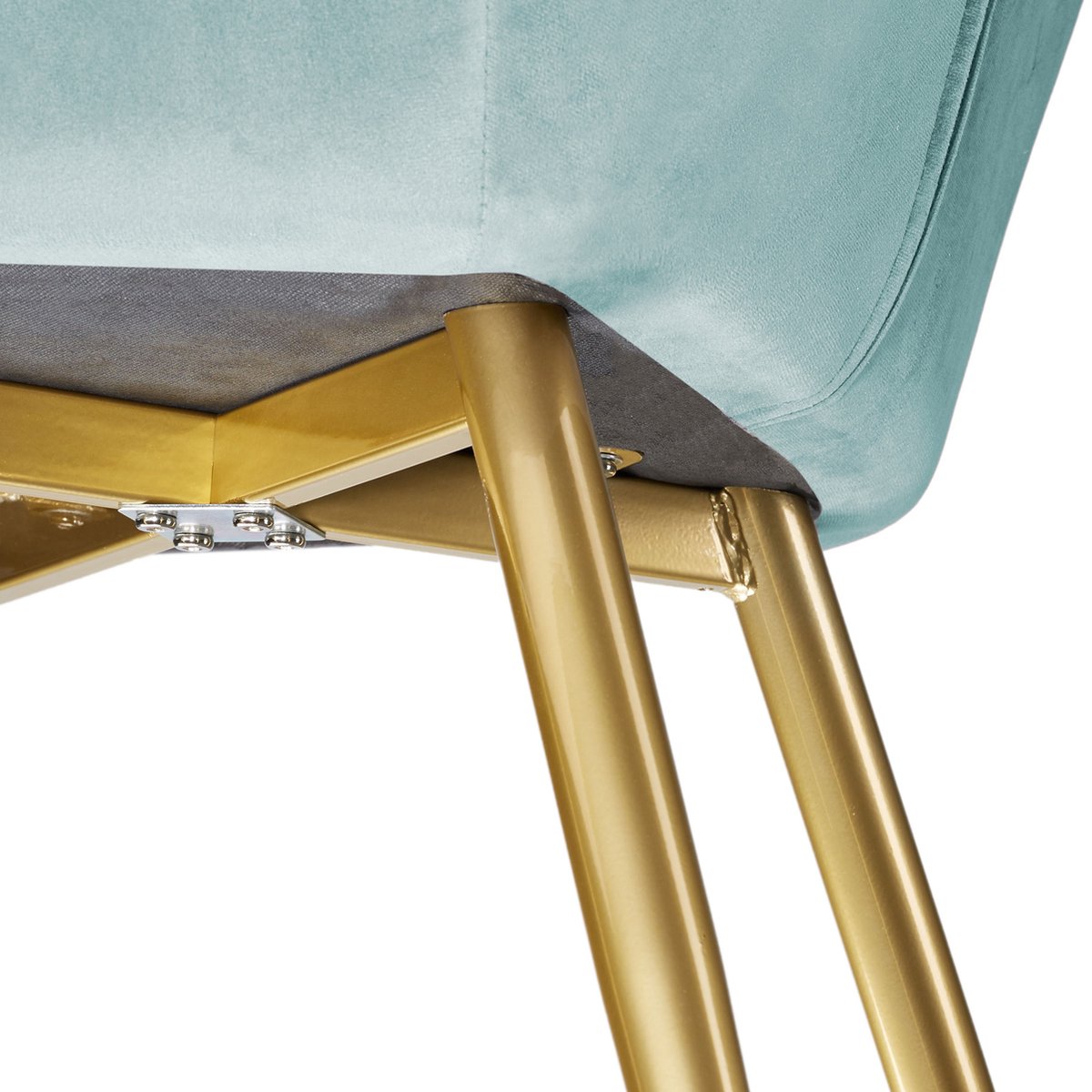 Tectake - 2x Stoel Marilyn Fluweellook Goud Torkoois /Goud Sku: 404018 - Blauw