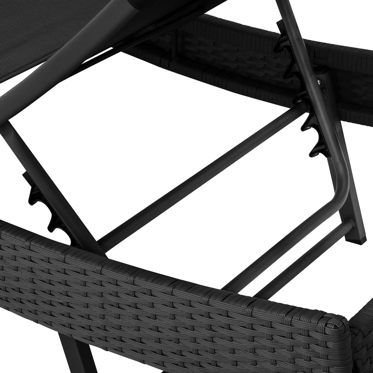 Tectake - Wicker Ligbed - Modern Delphine 205 Cm Lang - Zwart