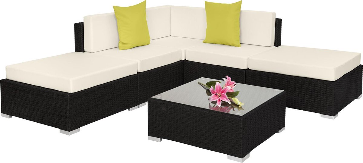 Tectake - Zitgroep Parijs-wicker Tuinset--403830 - Zwart