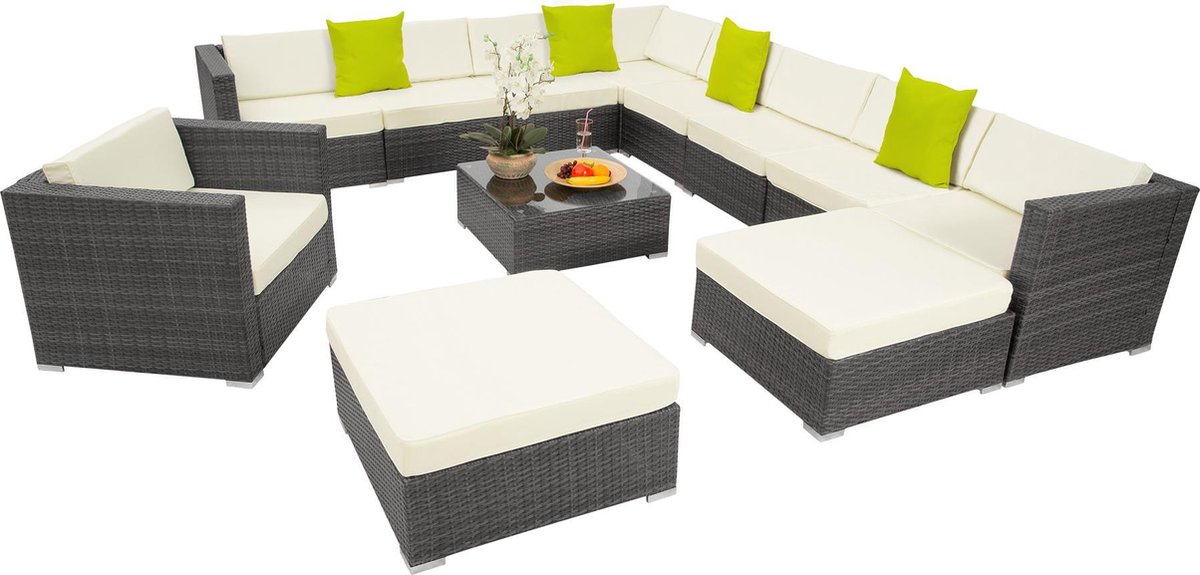 Tectake - Las Vegas - Wicker Loungeset - Zitgroep Xxl 403840 - Grijs