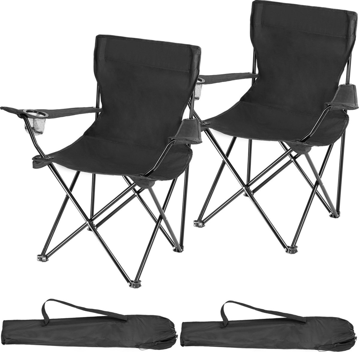 Tectake - Set Van 2 Campingstoelen - Gil - 403875 - Zwart