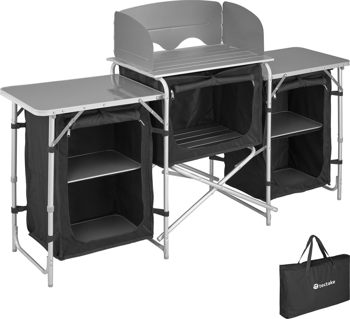 Tectake - Campingkeuken Afm. 172 X 52 X 104cm Zwart - 403344