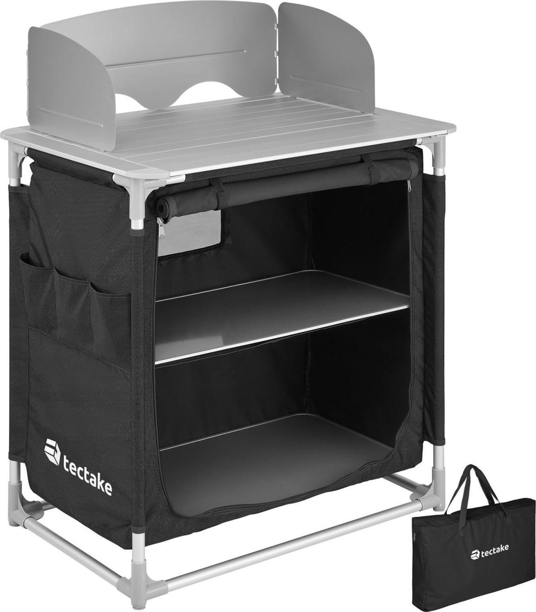 Tectake - Campingkeuken 76x53,5x107cm - 403346 - Zwart