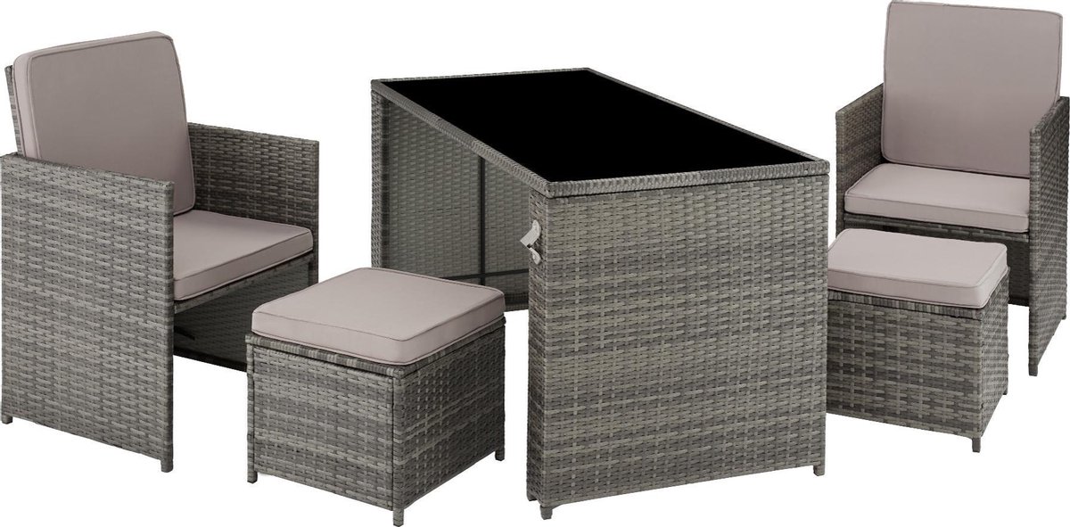 Tectake - Wicker Zitgroep Palermo - 403562 - Grijs