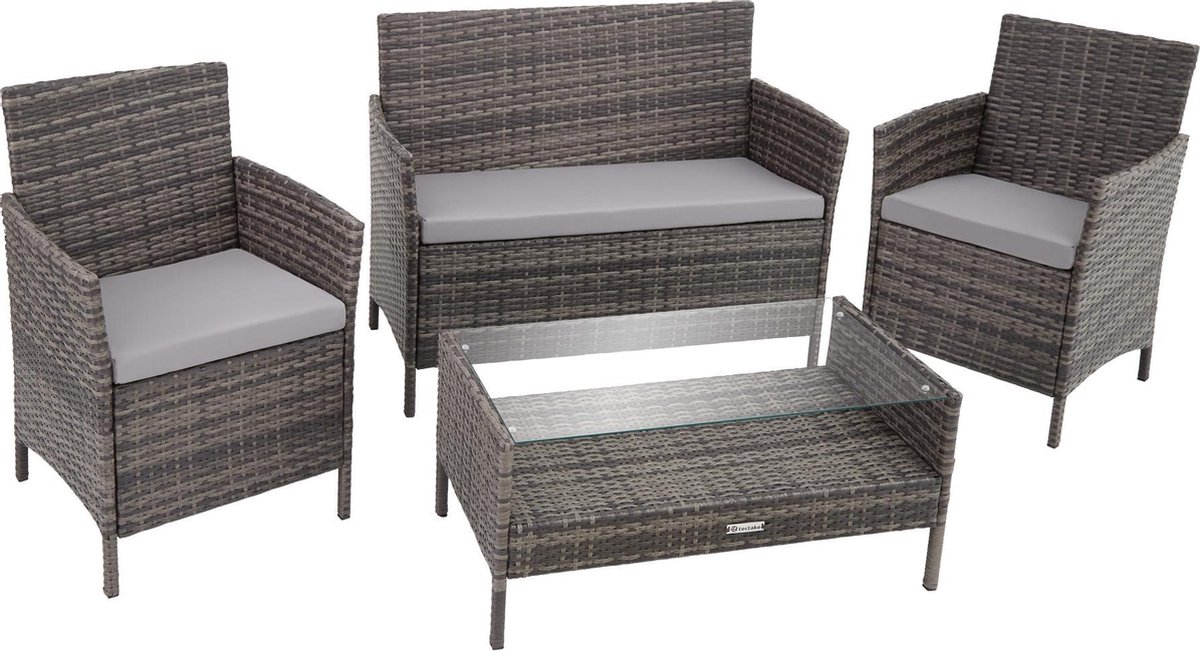 Tectake - Wicker Tuinset Madeira - 403691 - Grijs