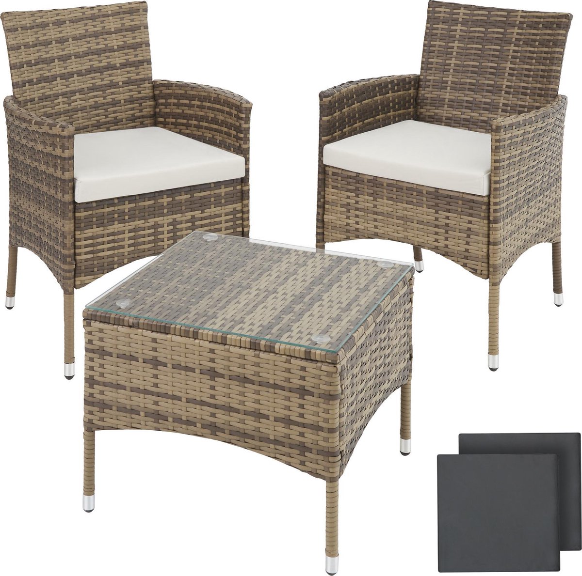 Tectake - Wicker Zitgroep Luzern Natuur Sku: 403703 - Bruin