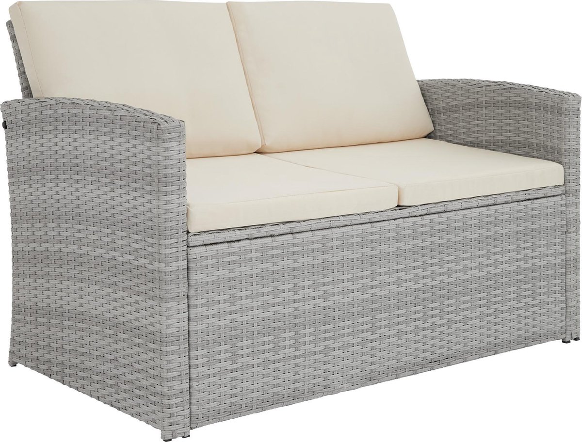 Tectake - Wicker Zitgroep Lucca, Licht - 403698 - Grijs