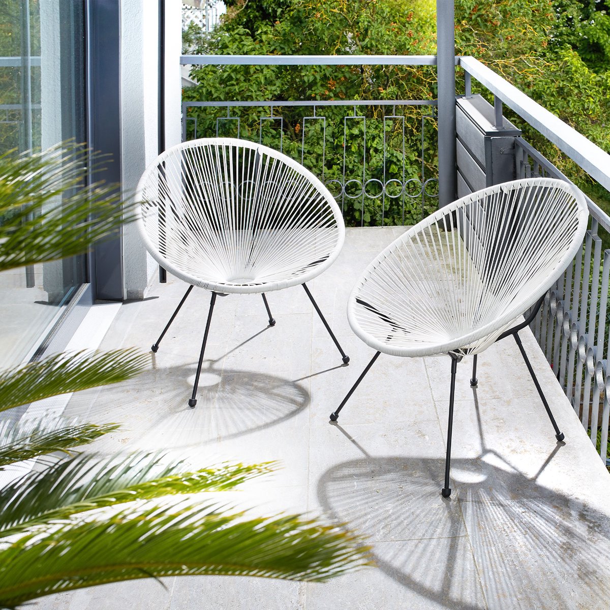 Tectake - Balkonset - Tuinset - Set Van 2 Stoelen €œSantana€ - Zwart