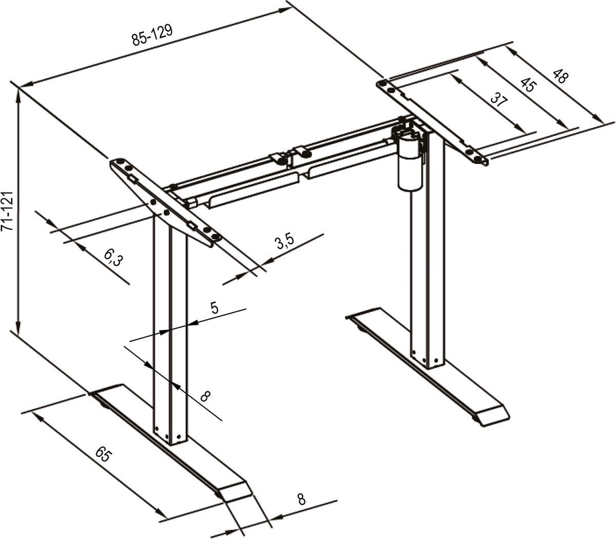 Tectake - Elektrisch Tafelframe Piotr- Wit - Memory Functie- 403000