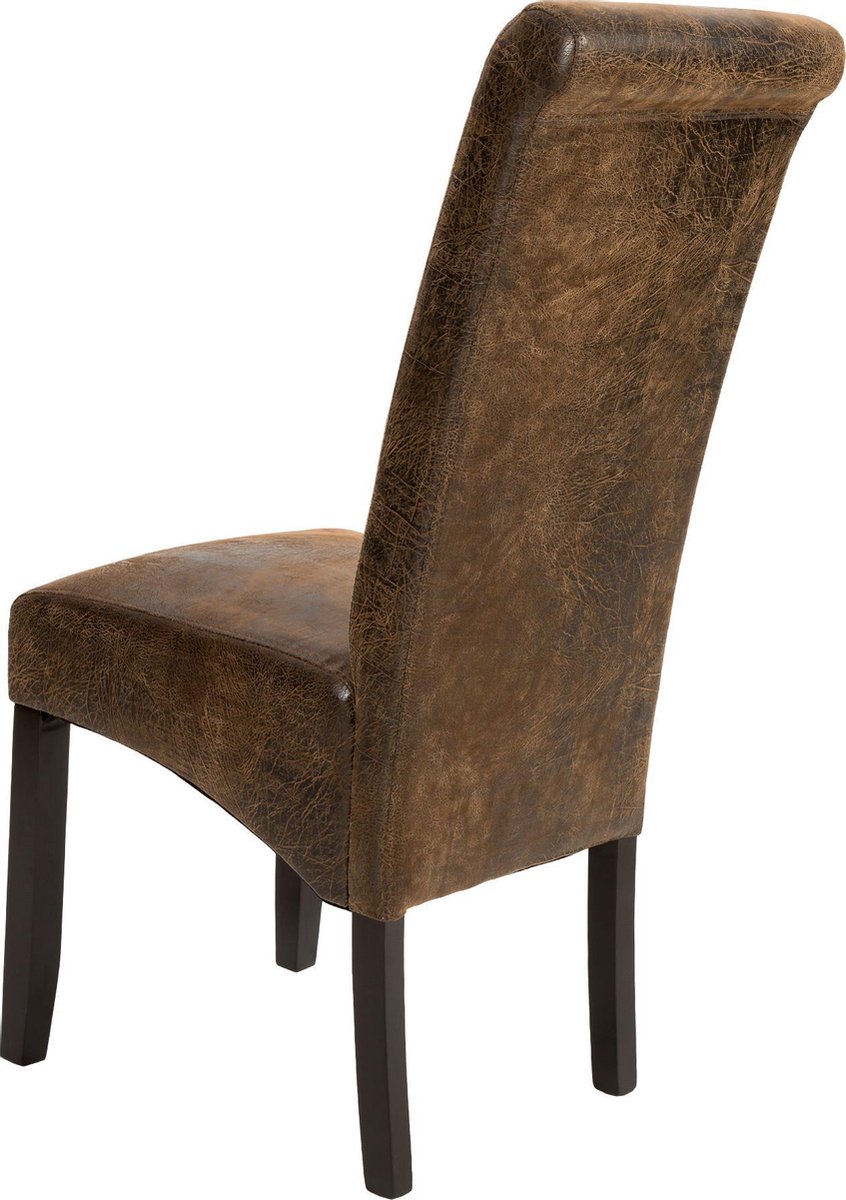 Tectake - 6 Eetkamerstoelen Met Ergonomische Zitvorm Oud - Bruin