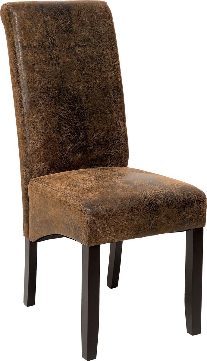 Tectake - 6 Eetkamerstoelen Met Ergonomische Zitvorm Oud - Bruin