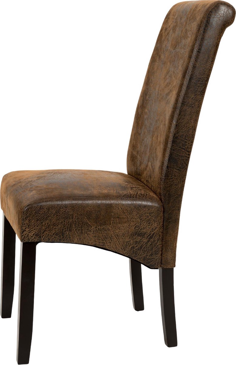 Tectake - 6 Eetkamerstoelen Met Ergonomische Zitvorm Oud - Bruin