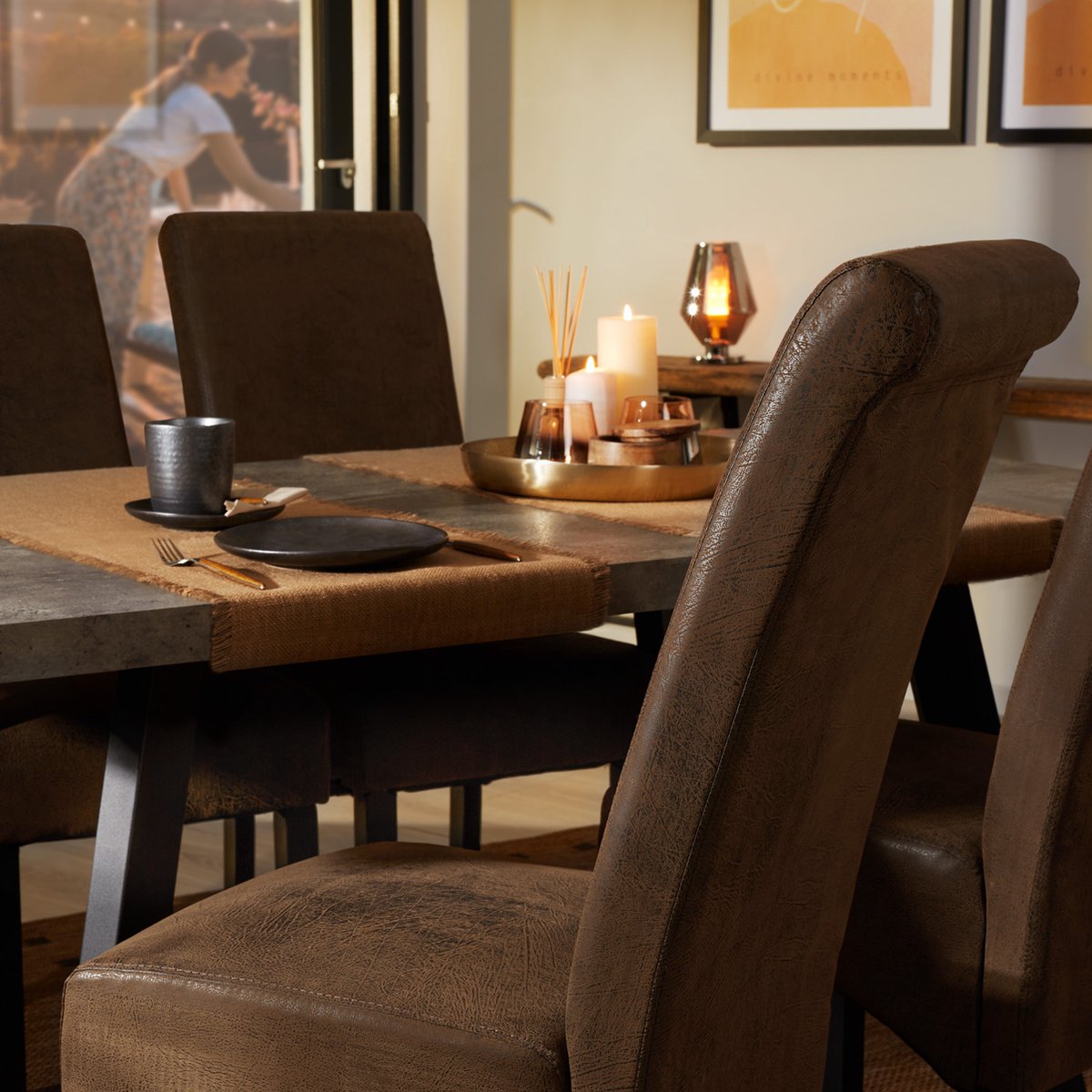 Tectake - 6 Eetkamerstoelen Met Ergonomische Zitvorm Oud - Bruin