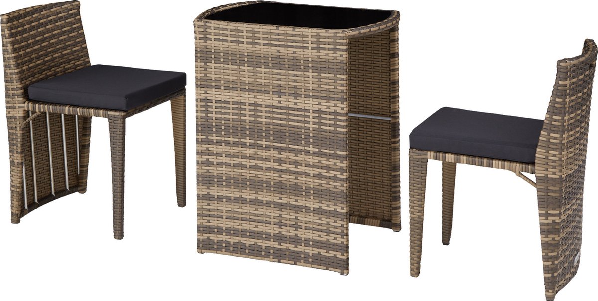 Tectake Wicker Tuinset Bistroset - Hamburg - Diverse Kleuren - Natuur - 403769 - Bruin