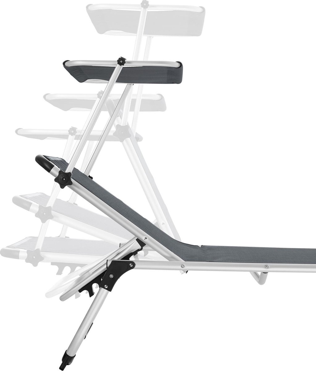 Tectake - Ligbed Zonnestoel Aurelie - Incl. Individueel Instelbaar Zonnedak- -403630 - Zwart