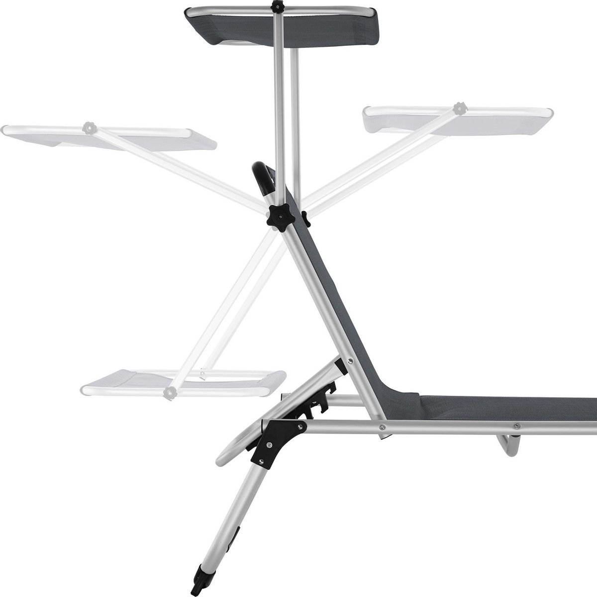 Tectake - Ligbed Zonnestoel Aurelie - Incl. Individueel Instelbaar Zonnedak- -403630 - Zwart
