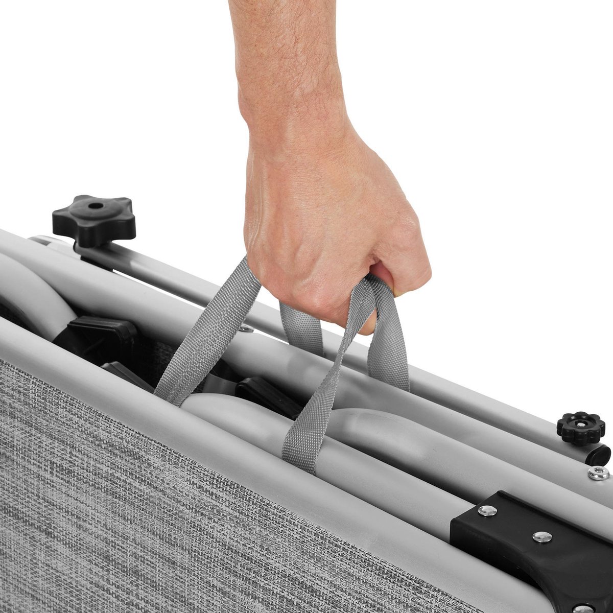 Tectake - Ligbed Zonnestoel Aurelie - Incl. Individueel Instelbaar Zonnedak- Gemeleerd - 403631 - Grijs