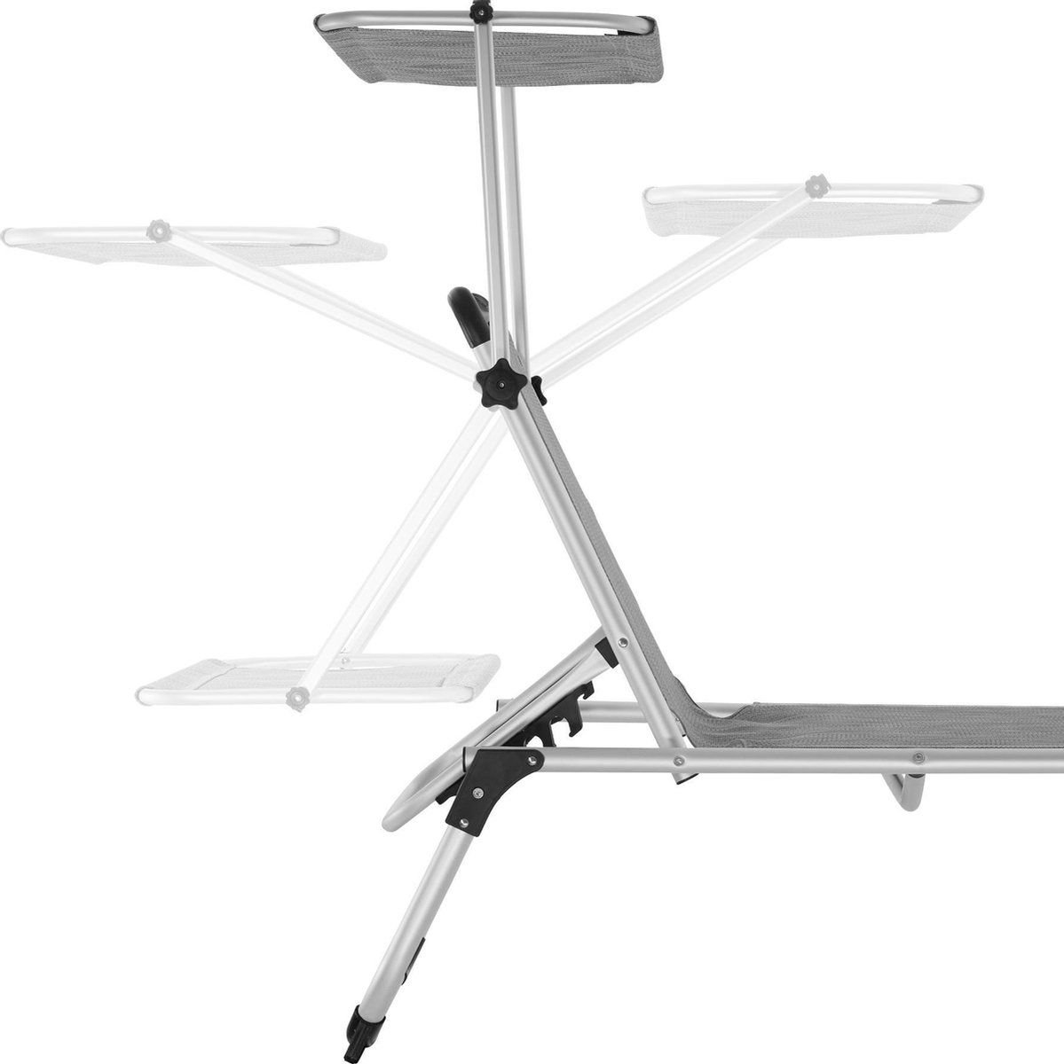 Tectake - Ligbed Zonnestoel Aurelie - Incl. Individueel Instelbaar Zonnedak- Gemeleerd - 403631 - Grijs