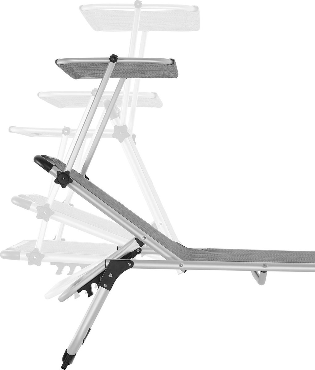 Tectake - Ligbed Zonnestoel Aurelie - Incl. Individueel Instelbaar Zonnedak- Gemeleerd - 403631 - Grijs