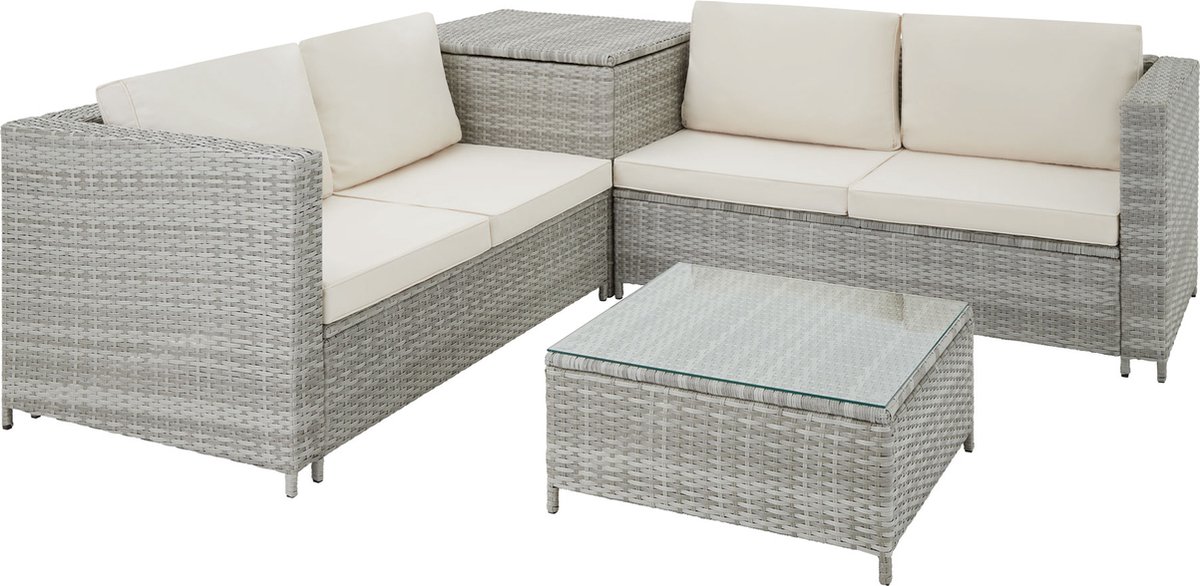 Tectake - Wicker Zitgroep Siena - Diverse Kleuren - Licht - 404626 - Grijs