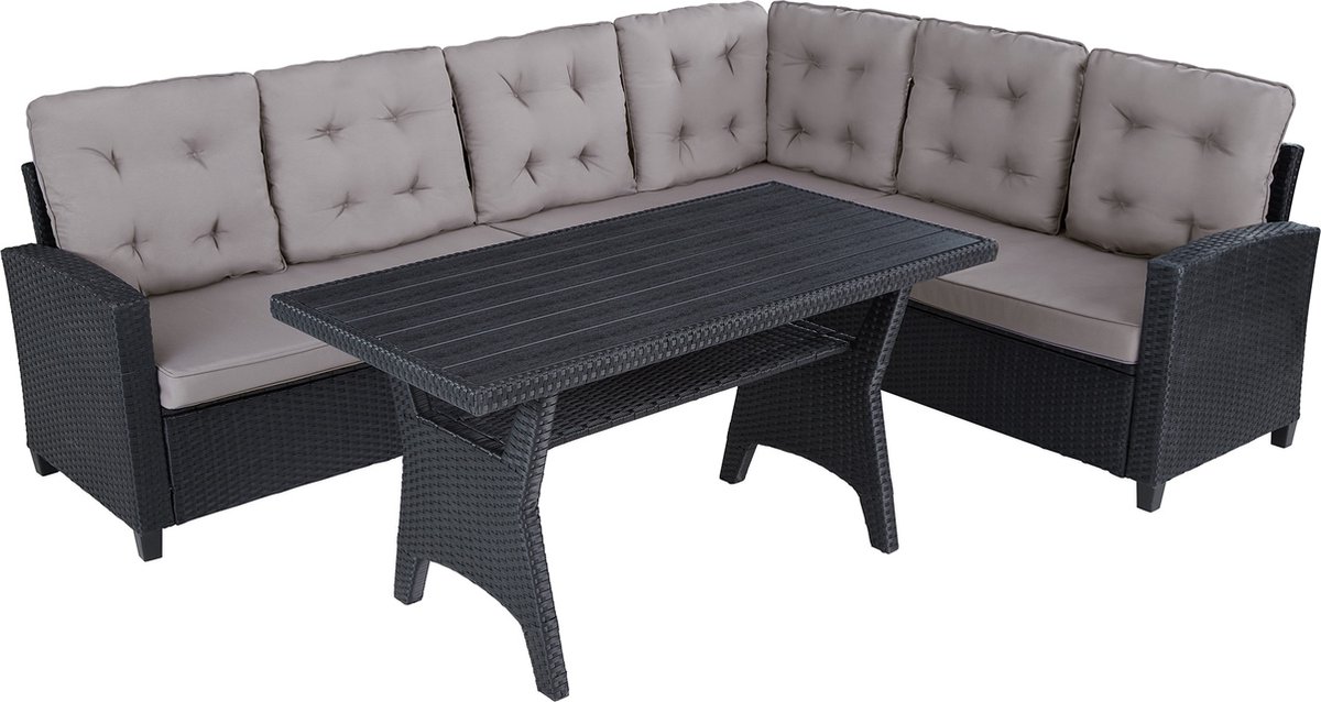 Tectake - Wicker Zitgroep - Loungegroep Catania 404249 - Zwart