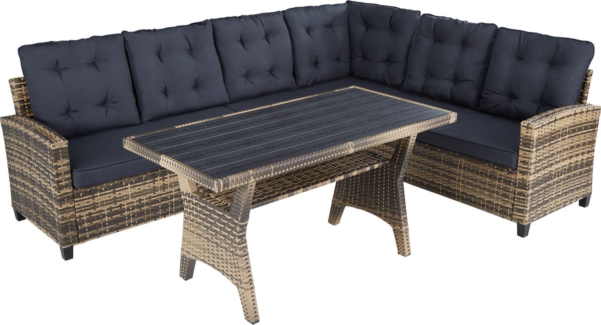 Tectake - Wicker Zitgroep - Loungegroep Catania - Natuur - 404251 - Bruin