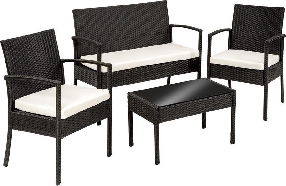 Tectake Tuinset - 4 Persoons - Rotan - Zwart