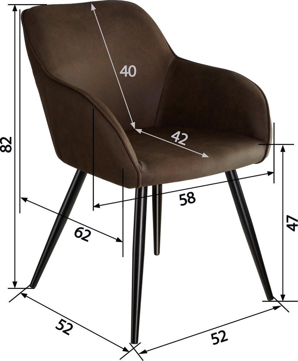 Tectake - Stoel Marilyn Stof Donker / Zwart Sku: 403668 - Bruin