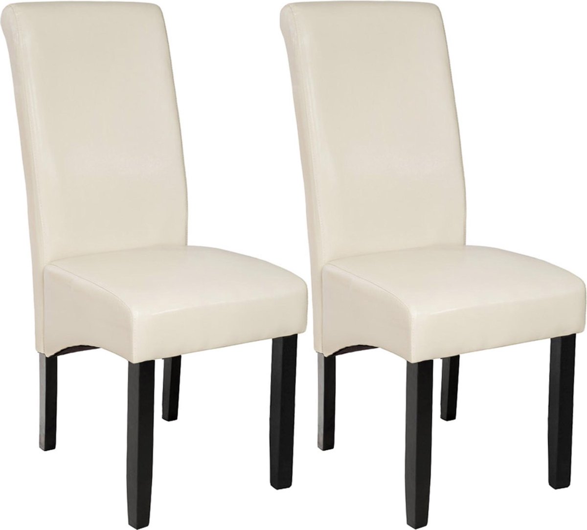 Tectake - 2x Eetkamerstoel Eetkamerstoelen Set Creme - 401295 - Beige