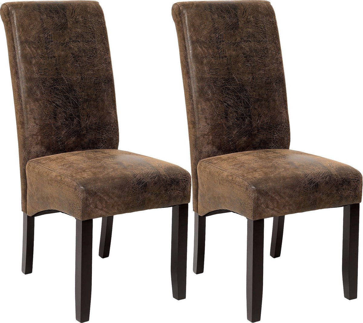 Tectake Eetkamerstoelen - 2 Stuks - Suede Lederlook 401596 - Bruin