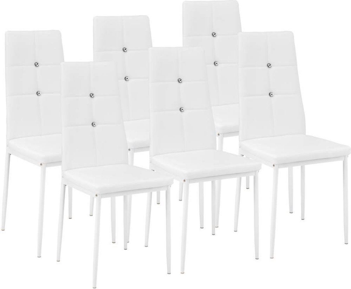 Tectake - Set Van 6 Eetkamerstoelen Julien Wit - 402543