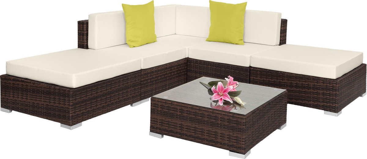 Tectake - Wicker Zitgroep Parijs, Variant 2 Mix Sku: 403831 - Bruin