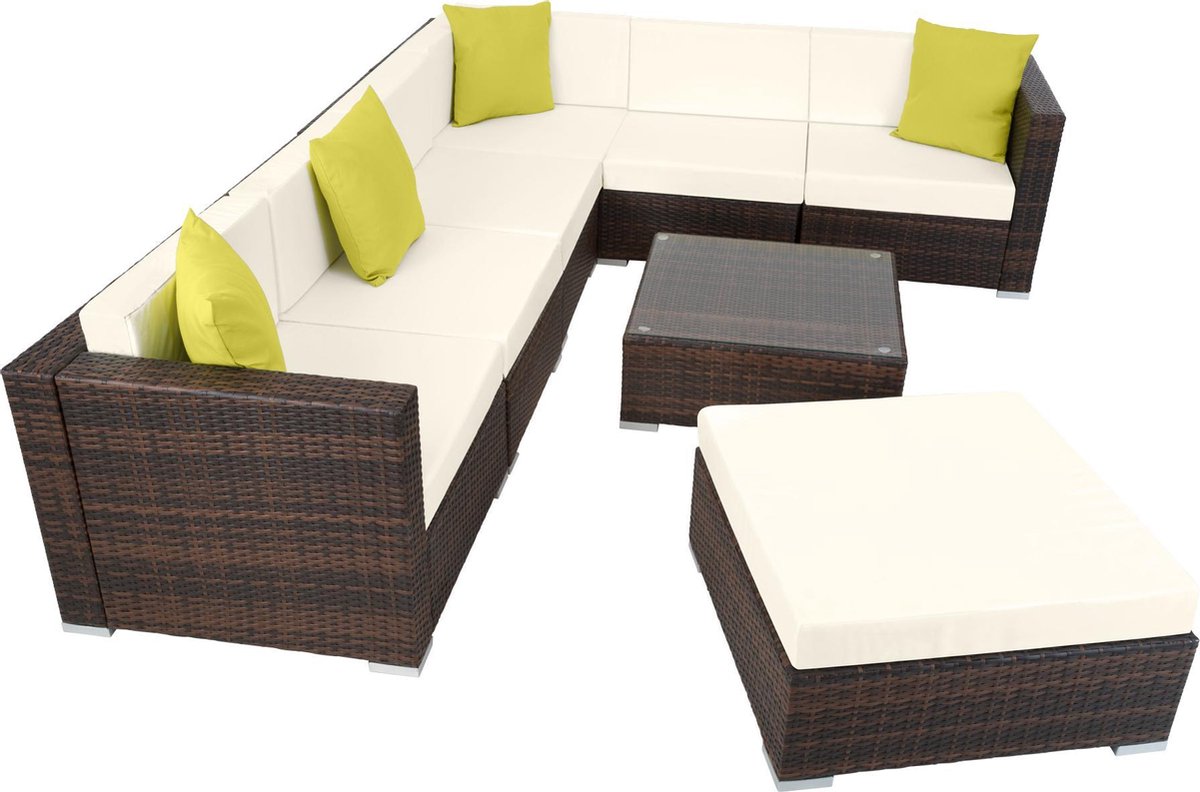 Tectake -Loungeset Marbella- Wicker Tuinset- Mix - 403837 - Bruin