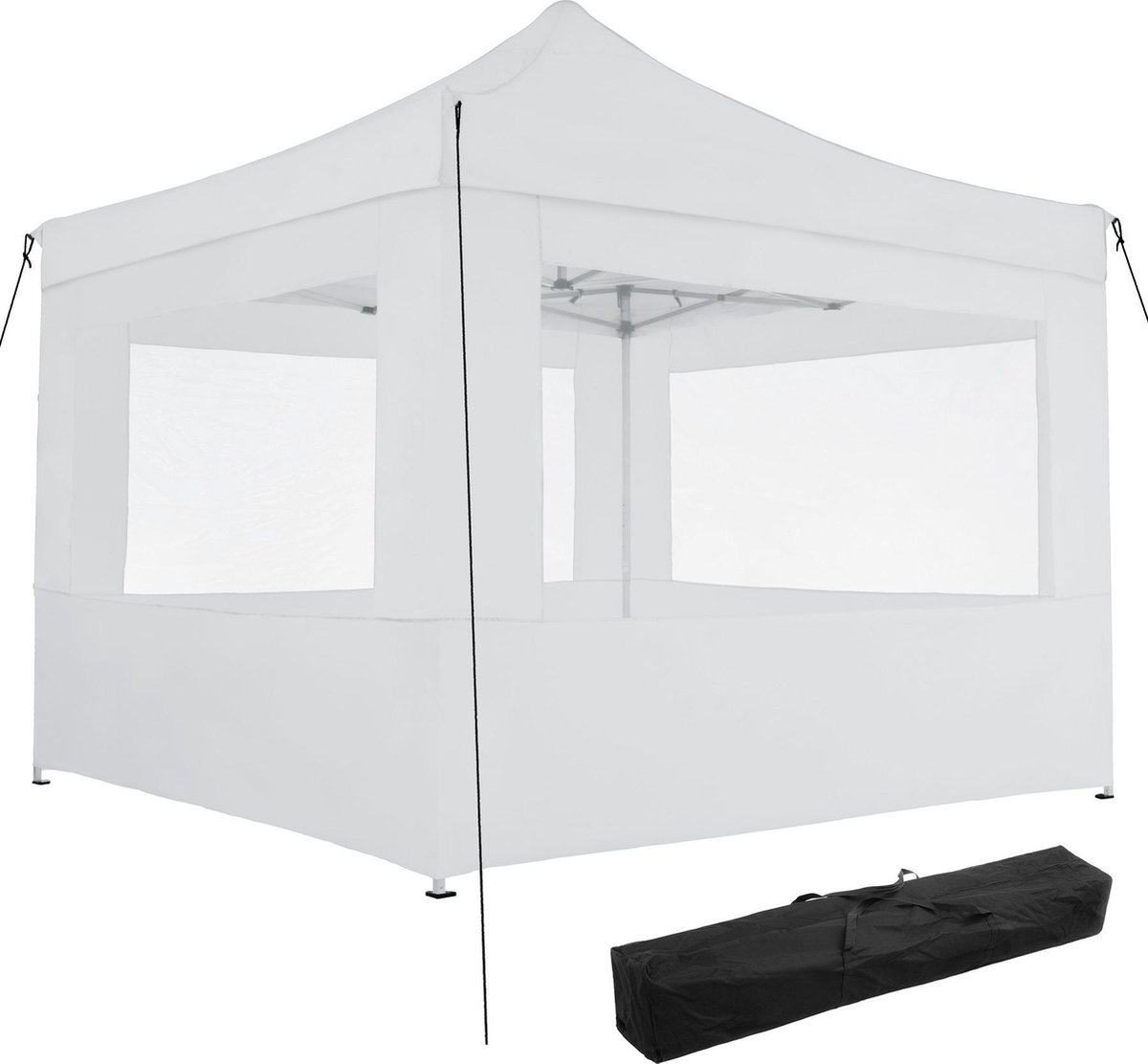 Tectake - Partytent 3x3 M. Opvouwbaar - 4 Wanden - Wit 403153