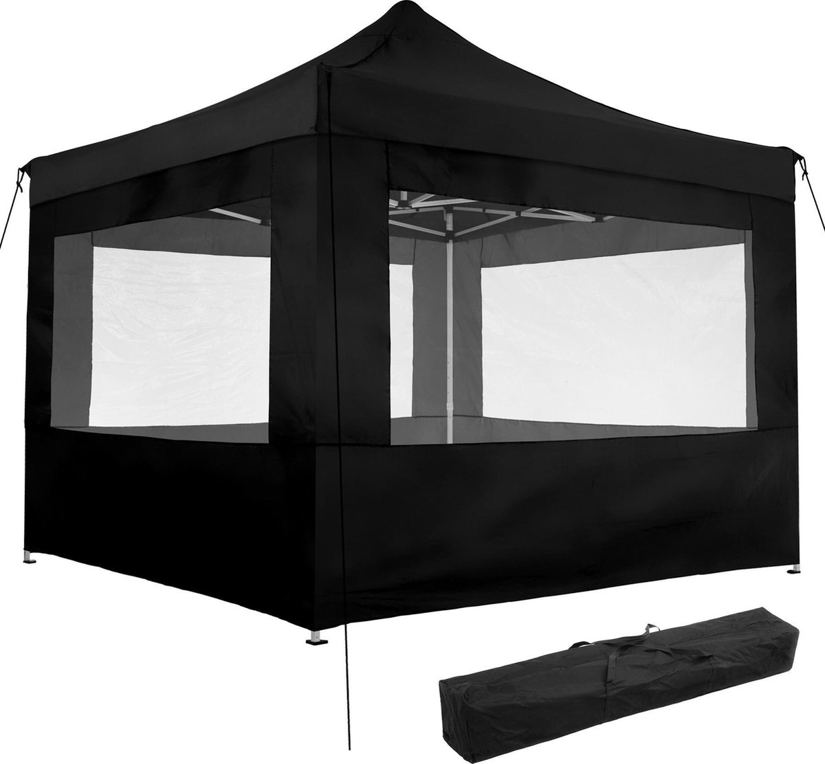 Tectake - Partytent 3x3 M. Opvouwbaar -4 Wanden - 403154 - Zwart