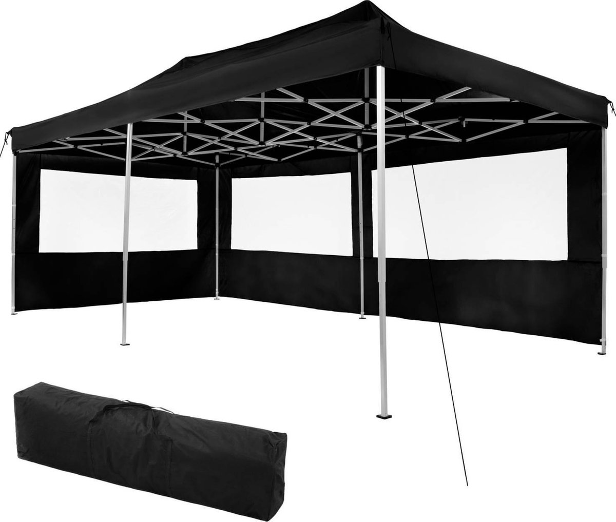 Tectake - Partytent Viola 3x6 M Met 2 Zijdelen - 403159 - Zwart