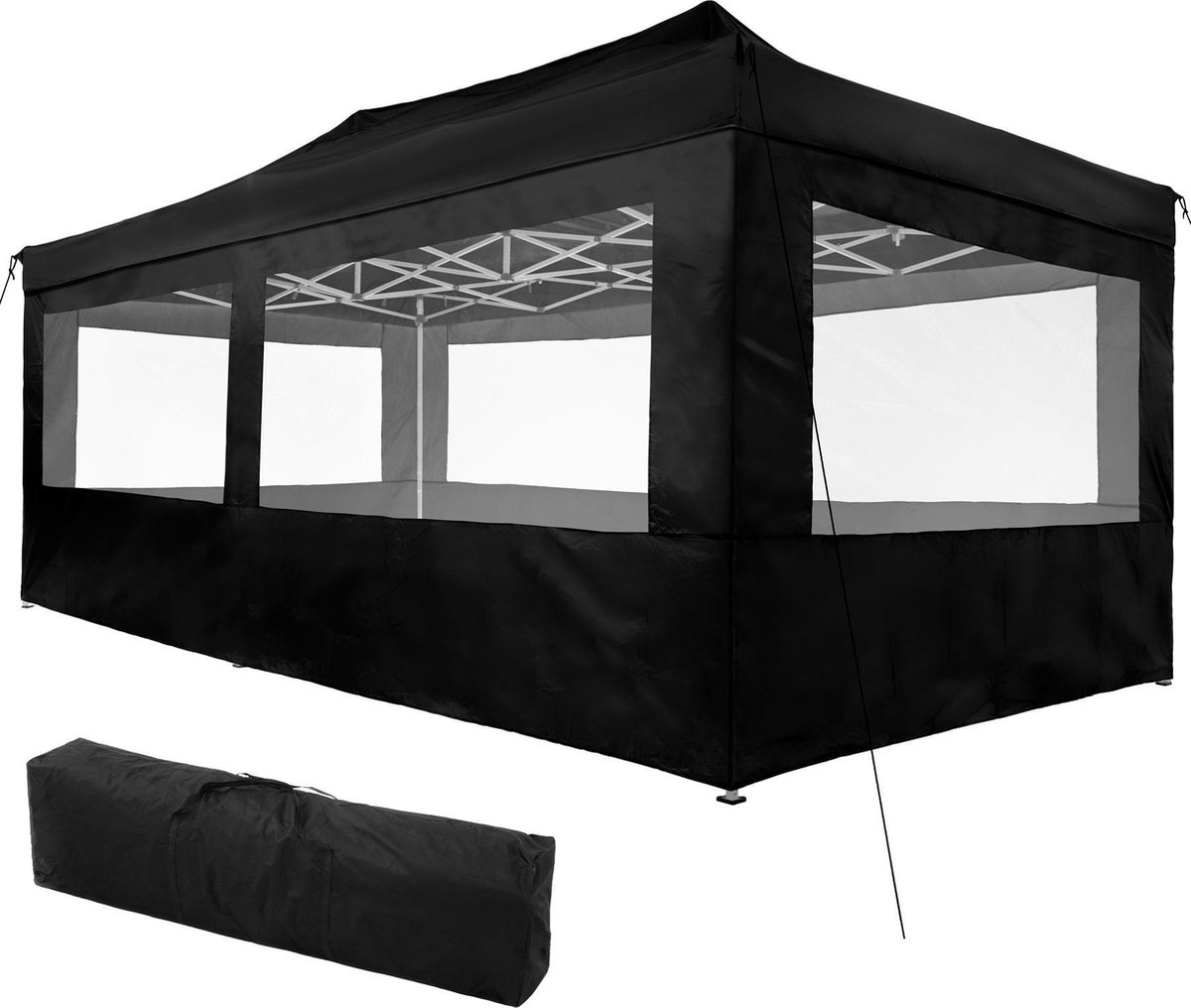 Tectake - Partytent 3x6 M. Opvouwbaar- 4 Wanden- 403164 - Zwart