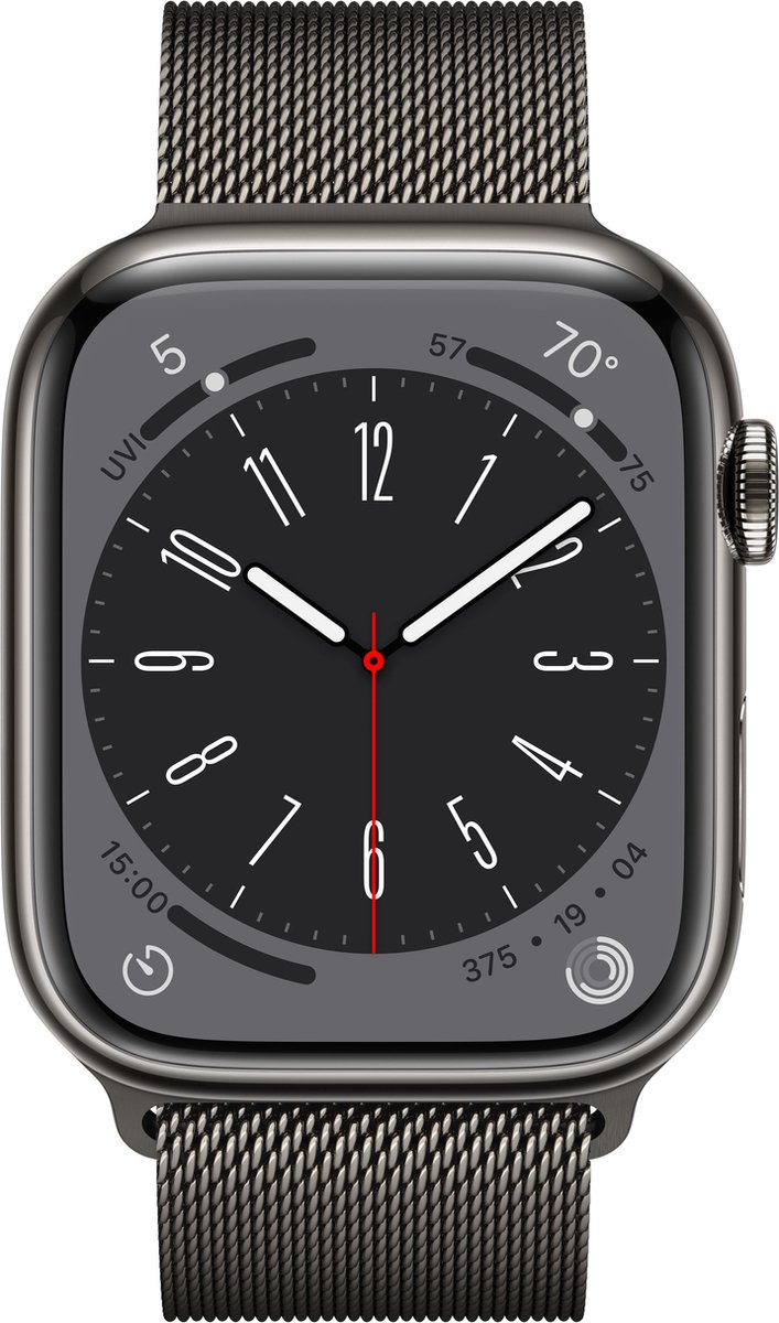 Apple Watch Series 8 Cellular 41 Mm Graphite/stainless Steel/graphite - Zwart