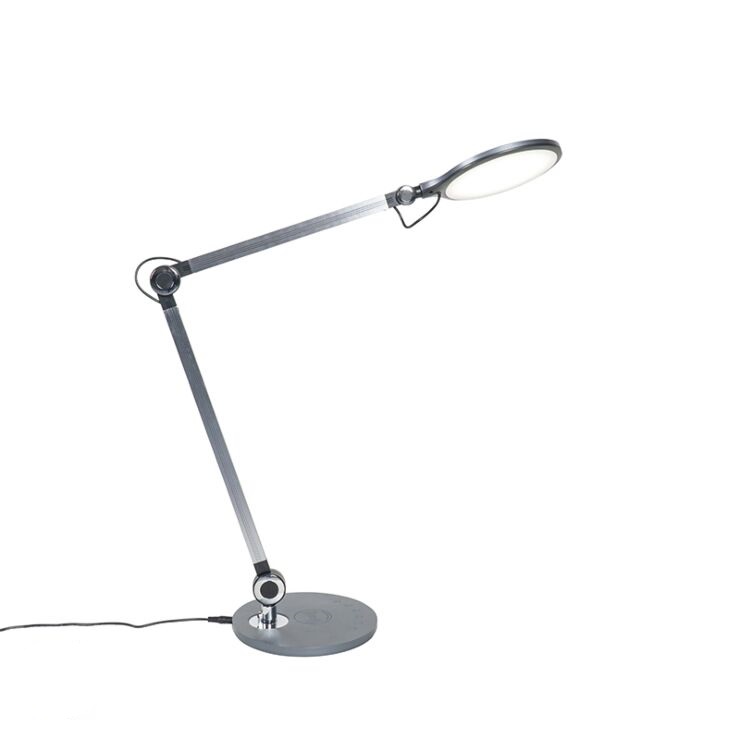 QAZQA Design tafellamp grijs incl. LED met touch en inductielader - Don