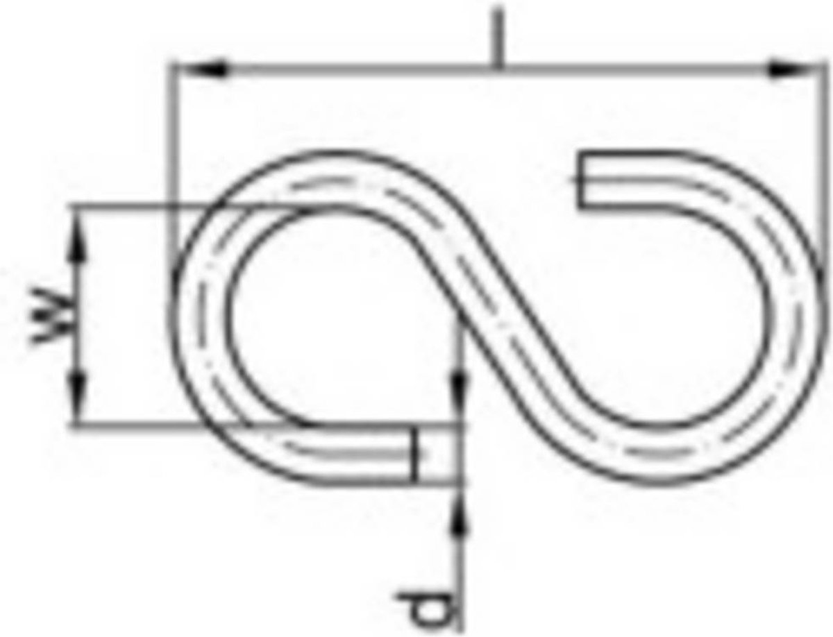 TOOLCRAFT S-haak 30 mm Galvanisch verzinkt staal 100 stuk(s)